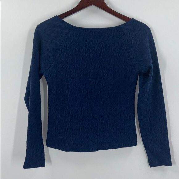 Maeve Anthropologie Dark Blue Long Sleeve Shirt Sweetheart Top New With Tags - Picture 10 of 15